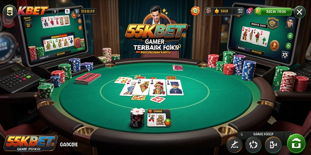 Tampilan gameplay poker menarik di 55KBET.