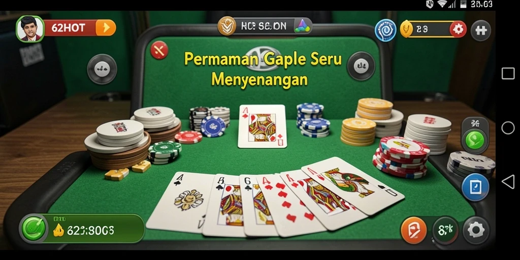 Screenshot gameplay <strong>62HOT</strong> menampilkan suasana permainan Gaple yang seru.