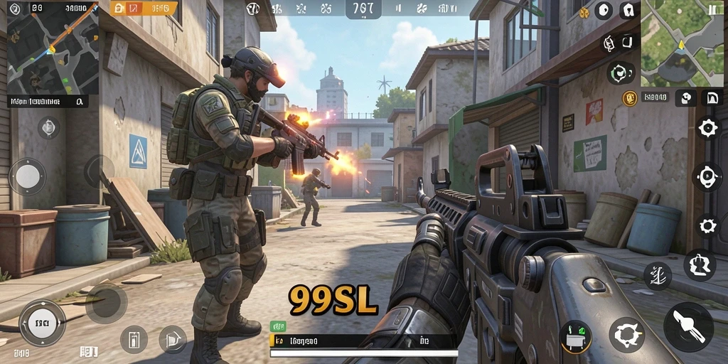 Tampilan gameplay intens 99SL dengan aksi tembak-menembak yang mendebarkan.