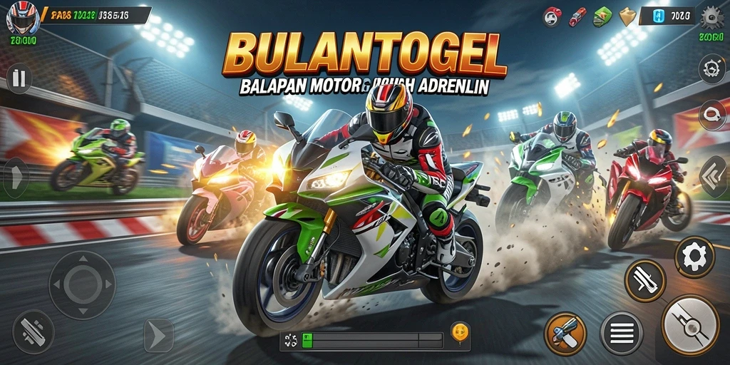Tampilan menarik dari gameplay balapan motor di BULANTOGEL.