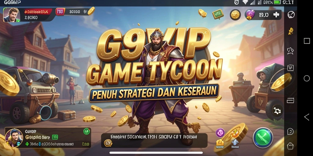 Screenshot dari gameplay G9VIP yang menunjukkan manajemen bisnis yang dinamis.