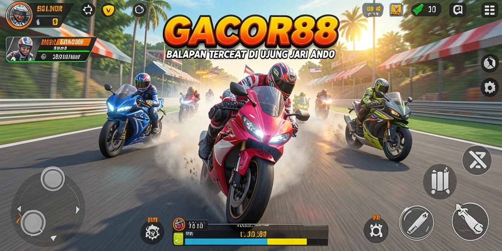 Gameplay GACOR88 dengan balapan motor yang seru dan menantang.