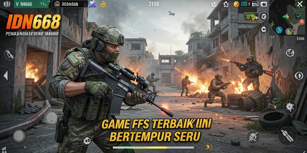 Screenshot gameplay IDN668 menunjukkan pertempuran intens dan grafis menawan.
