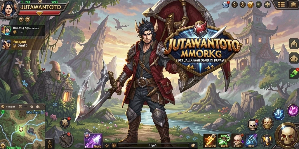 Screenshot gameplay JUTAWANTOTO menampilkan pertarungan seru dalam dunia MMORPG.