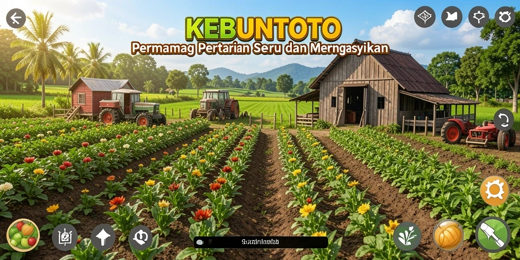 Tampilan gameplay KEBUNTOTO yang menyenangkan dan penuh warna.