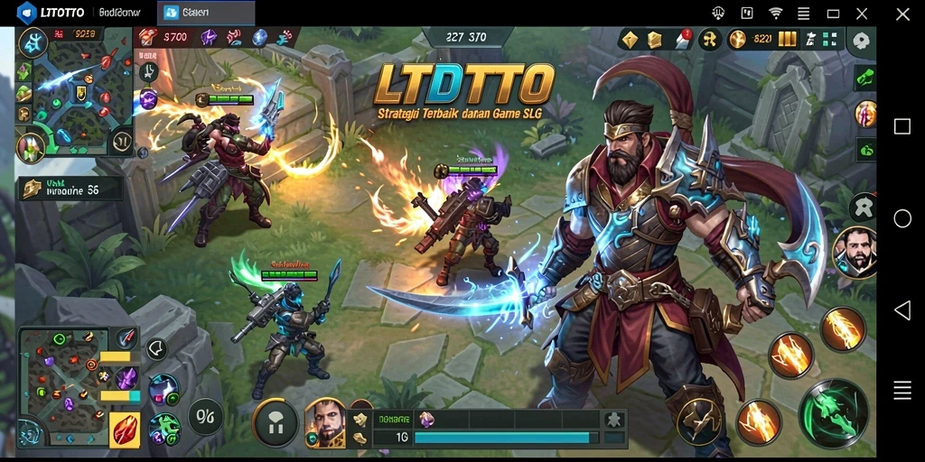Tangkapan layar utama LTDTOTO menampilkan aksi pertempuran yang intens dalam gameplay SLG.