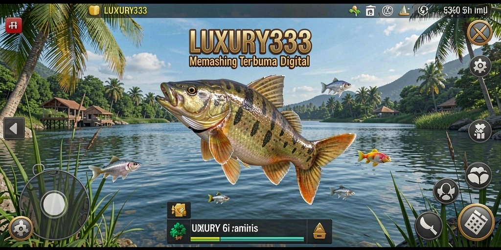 Screenshot gameplay LUXURY333 menampilkan aksi memancing yang mendebarkan.