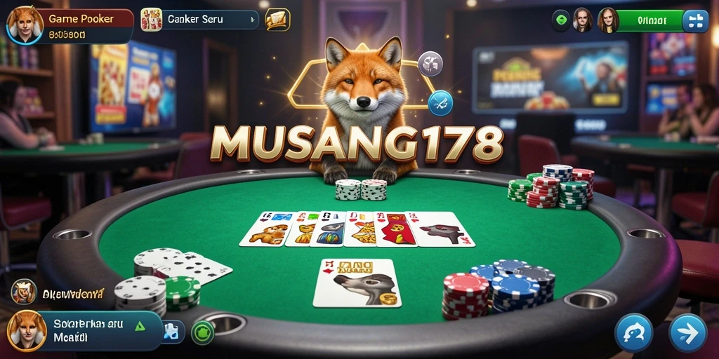 Tampilan menarik dari gameplay Poker yang seru dan mendebarkan.