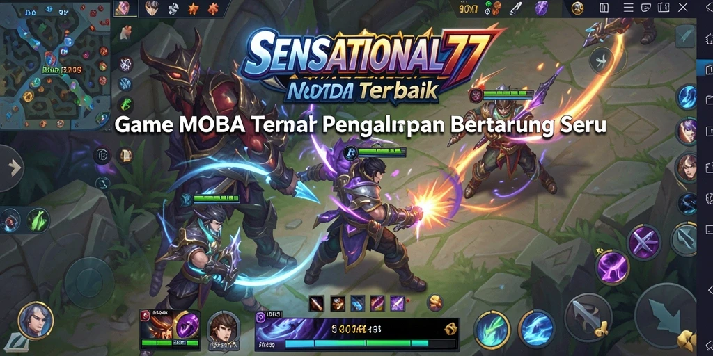 Screenshot gameplay SENSATIONAL77 yang menampilkan pertarungan seru di arena.