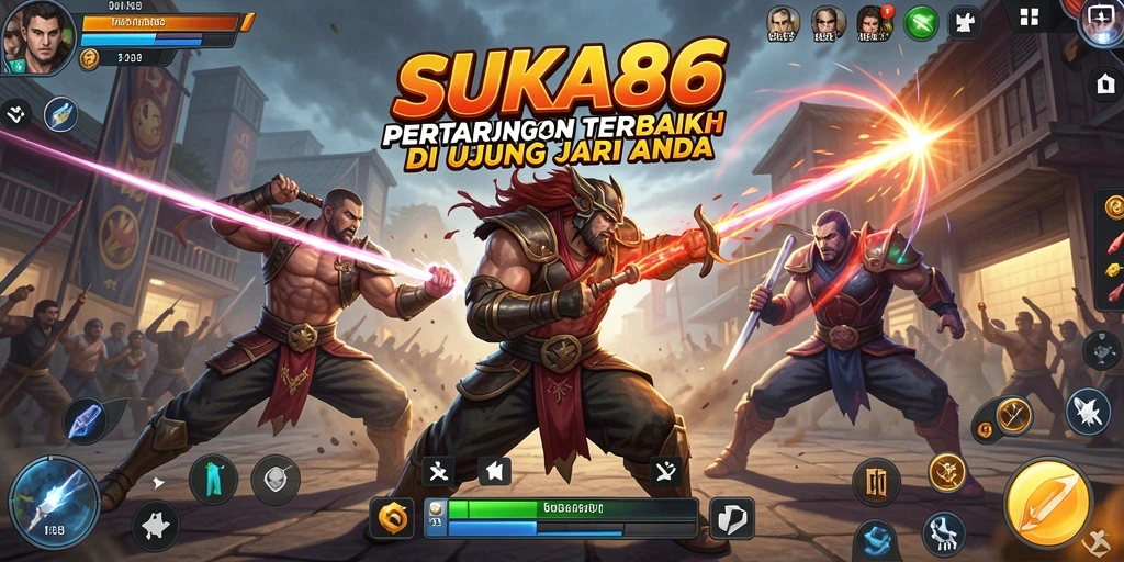 Screenshot utama SUKA86 menampilkan aksi pertarungan yang mendebarkan.